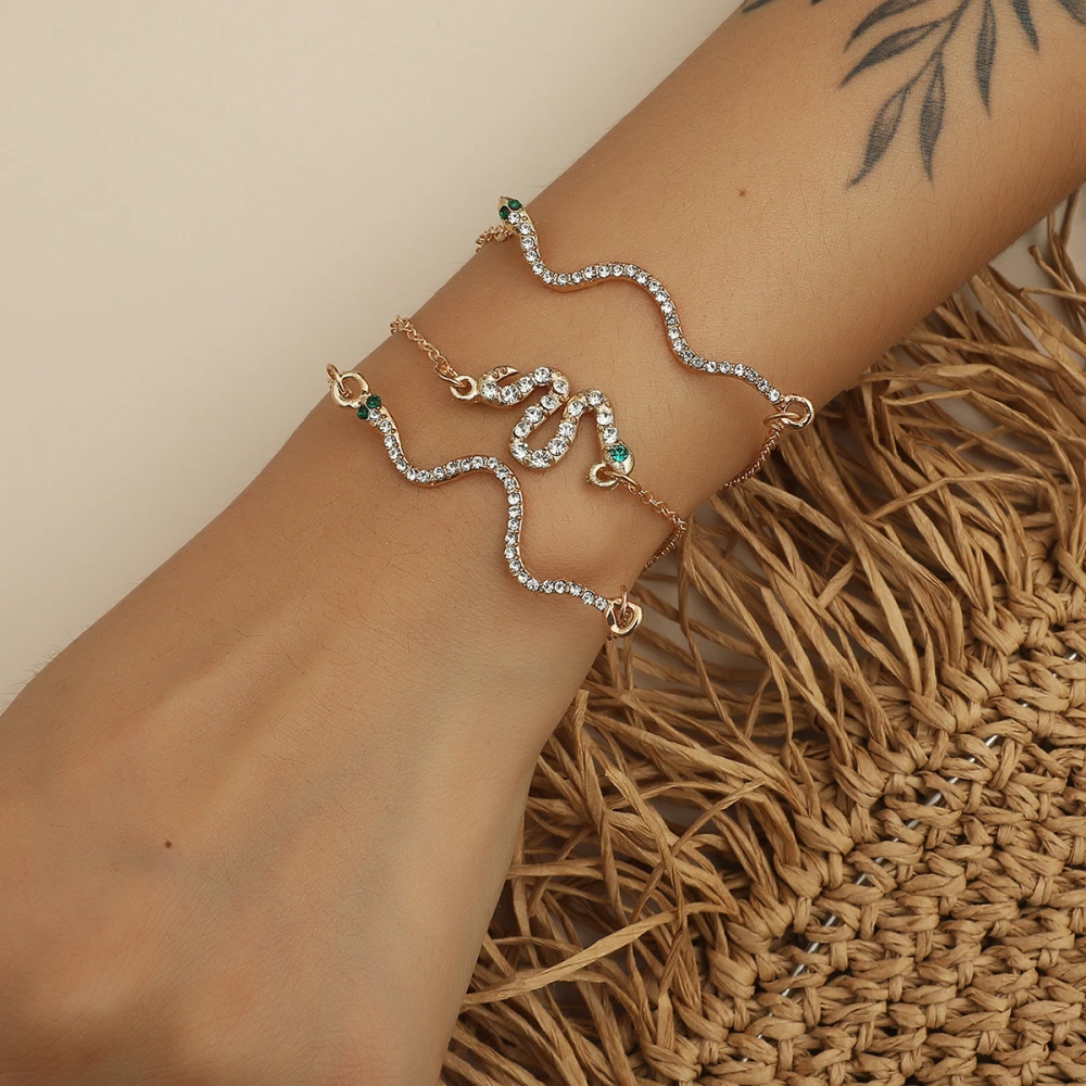 Vintage Stacked Snake-Shaped Chain Bracelet Jewelry 