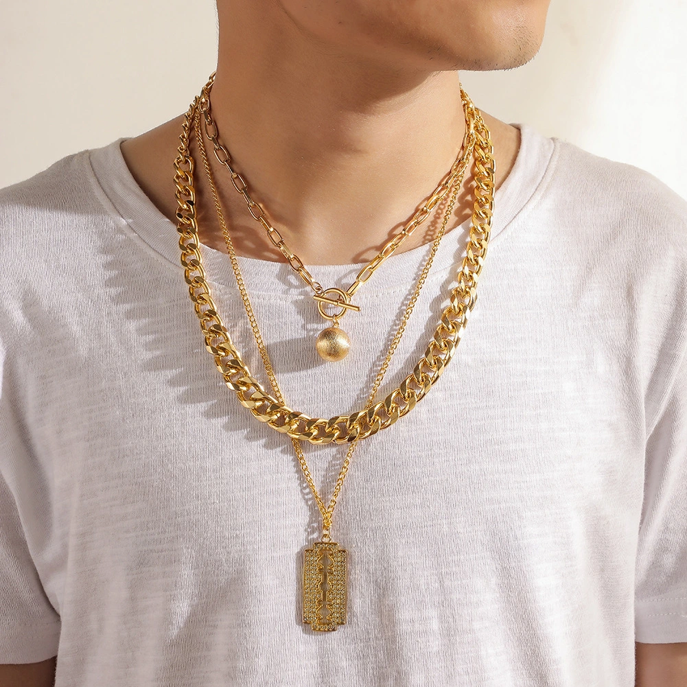 Three Layer Diamond Blade Necklace