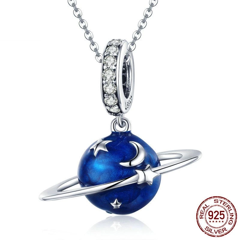 Fashion Blue Planet 925 Silver Pendant