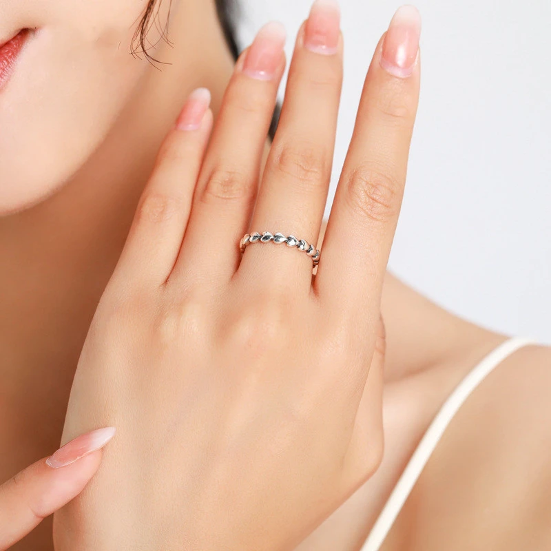 Female S925 Sterling Silver Ring Heart-shaped Love Ring