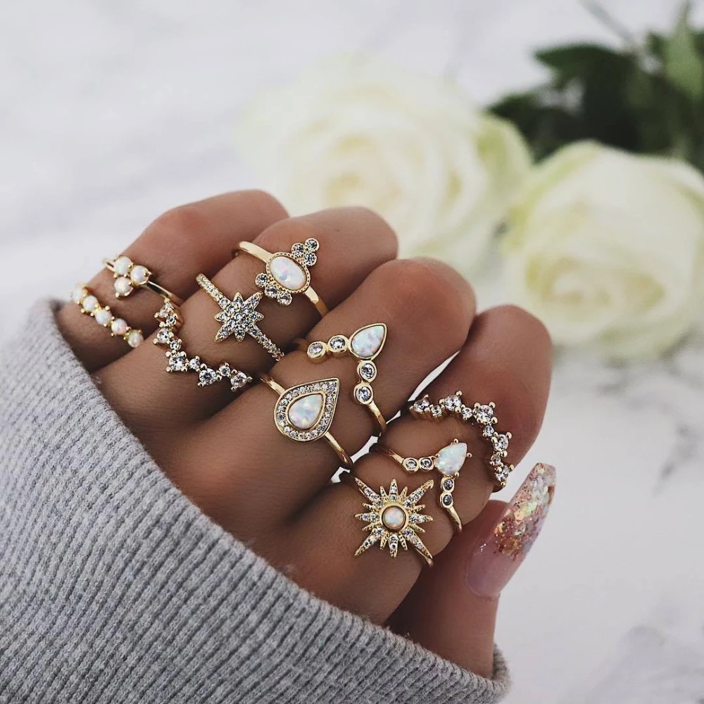Crown Star Combination Joint Ring 10-Piece Set