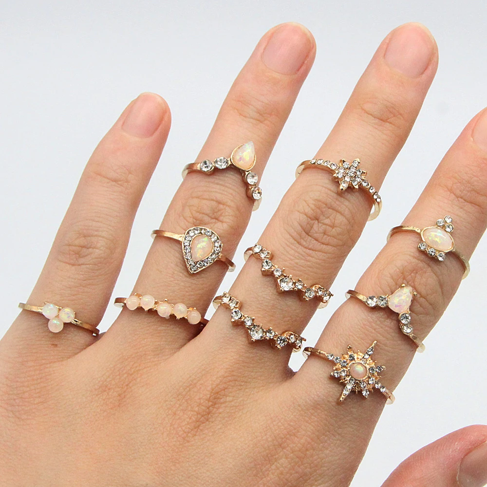 Crown Star Combination Joint Ring 10-Piece Set