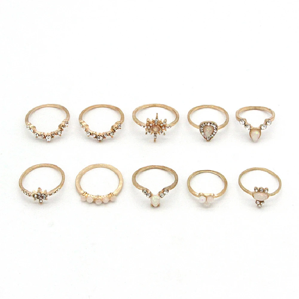 Crown Star Combination Joint Ring 10-Piece Set