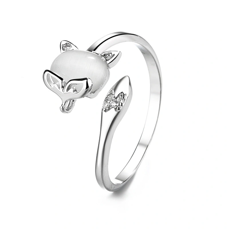 S925 Sterling Silver Fox Diamond Ring