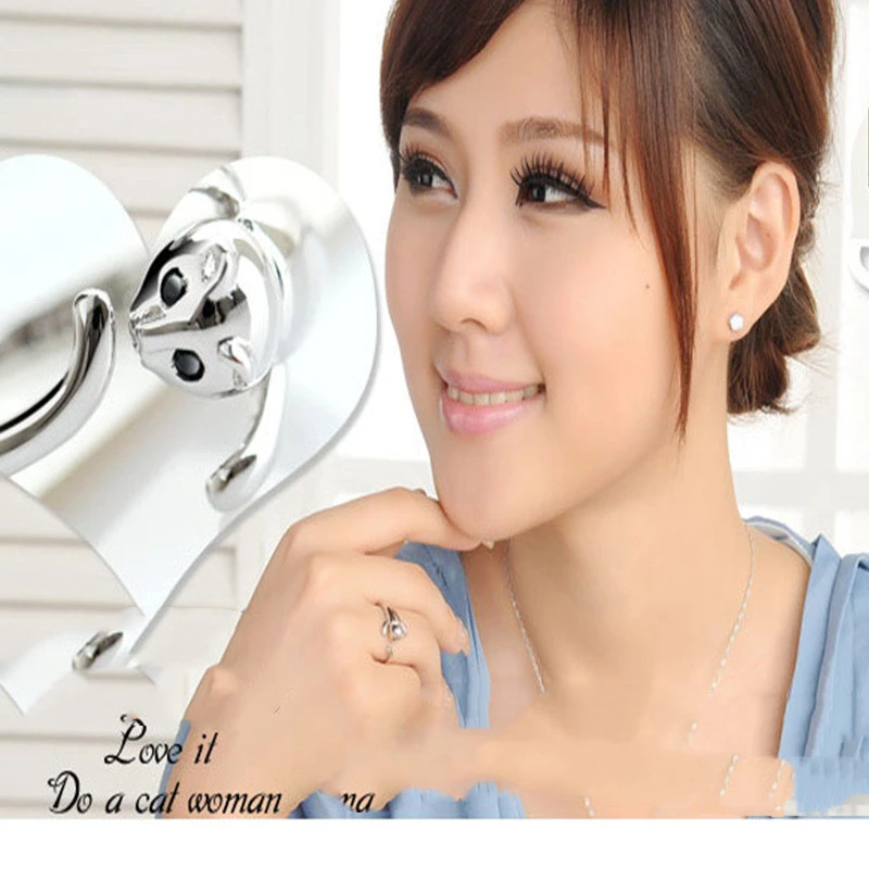 S925 Sterling Silver Ring Cat Couple Ring Female Tail Ring