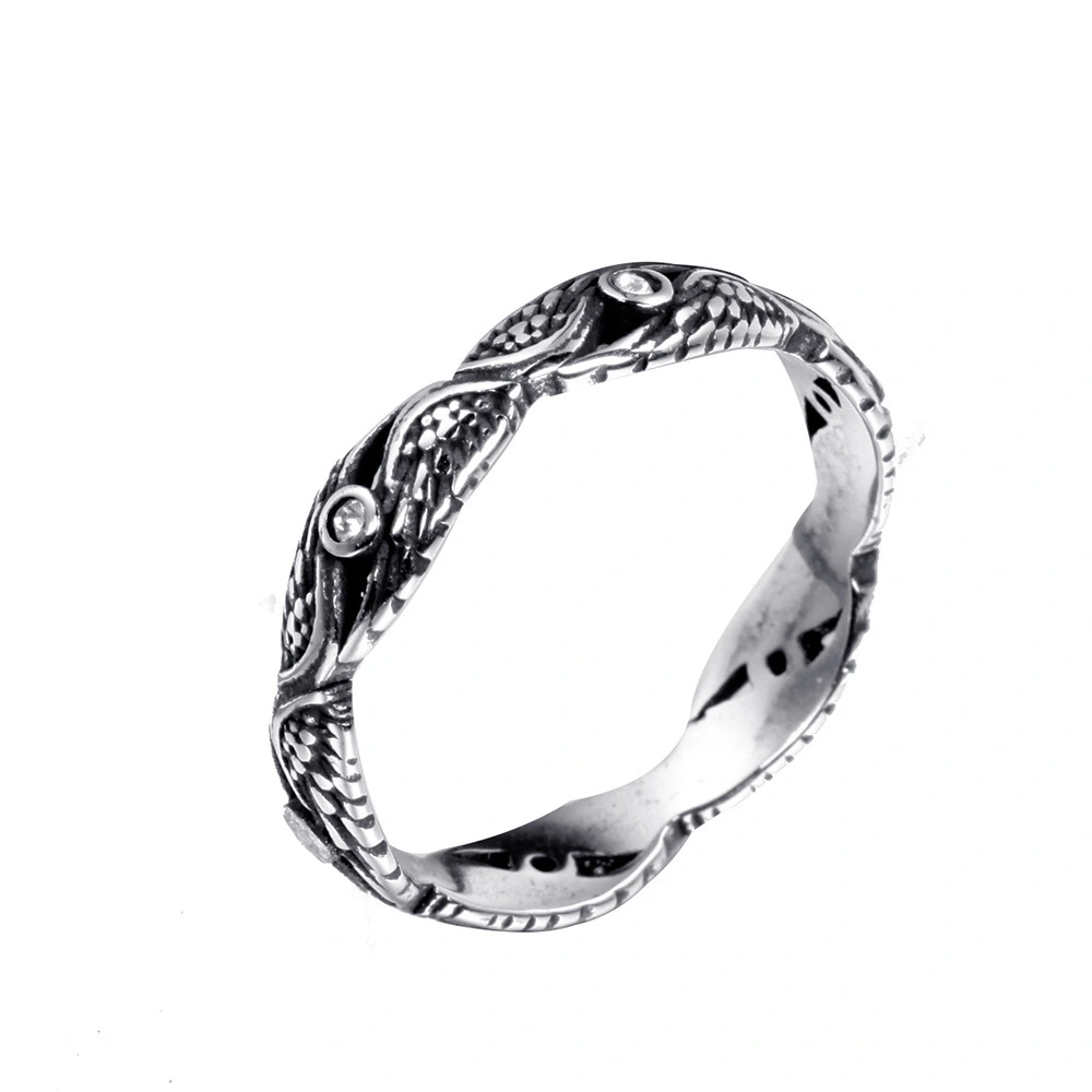 European And American Style Feather Diamond Men's And Women's Titanium Steel Ring