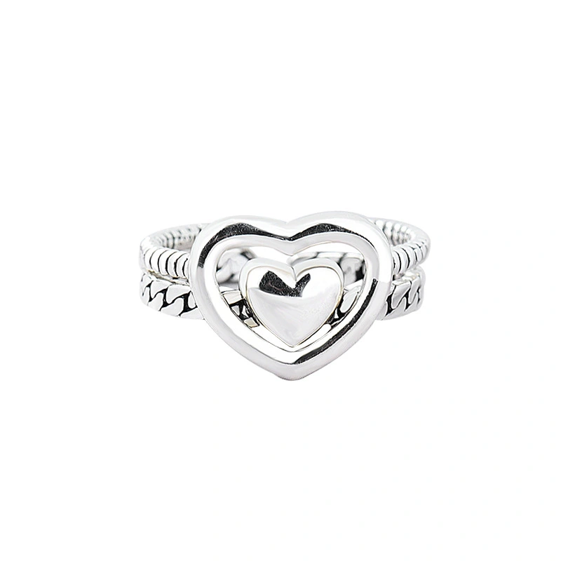 Ins Cold Wind Love Double Wear Method S925 Silver Ring