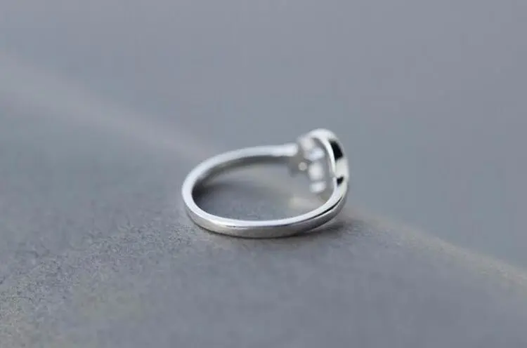 S925 Sterling Silver Korean Version Of Simple Fashion Star And Moon Micro Inlaid Ring