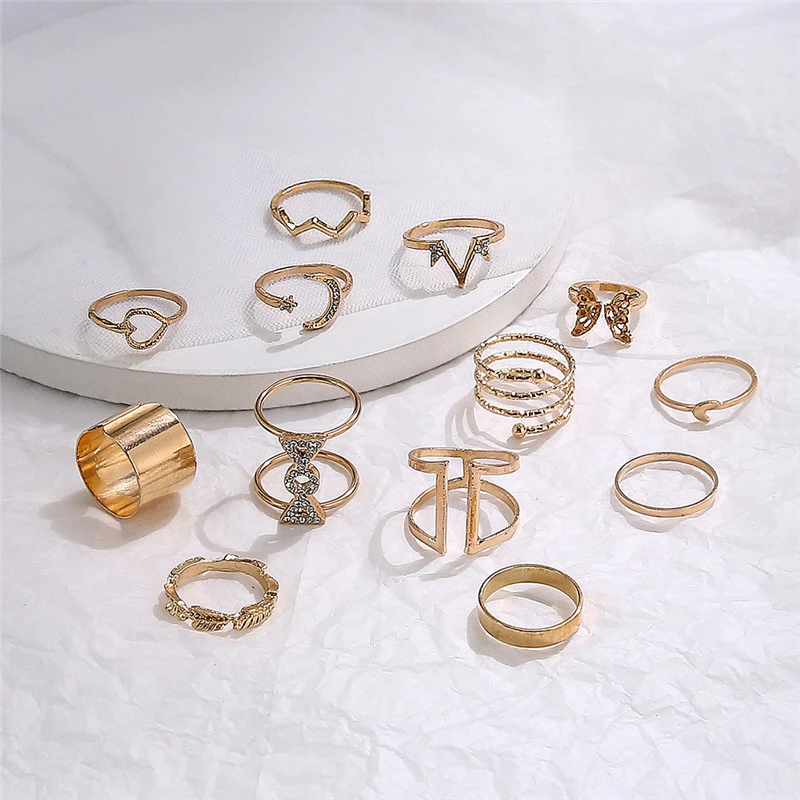 Personalized Geometric Diamond Ring Butterfly Love 13-piece Set