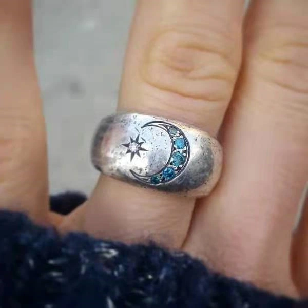 Alloy Retro Moon Star Ring Jewelry