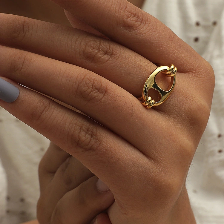 Pig Nose Index Finger Ring Ins Cold Wind Retro Oval  Ring