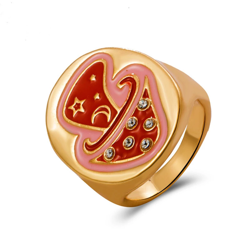 European And American Cute Dripping Mushroom Ring Personality