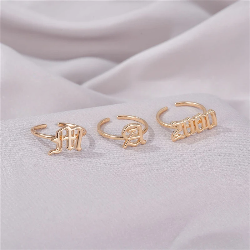 Constellation Capital Letter Index Finger Ring Adjustable Number Ring