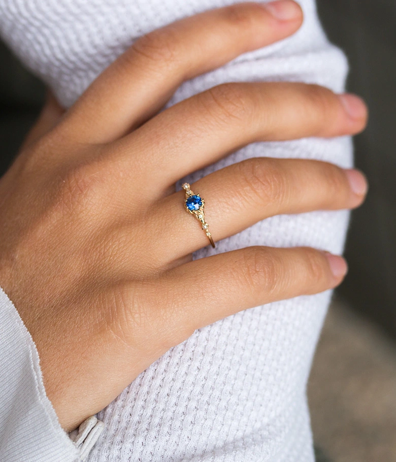 Cross-border Sources European And American Rings Octagonal Sapphire 18K Ring Bracelet