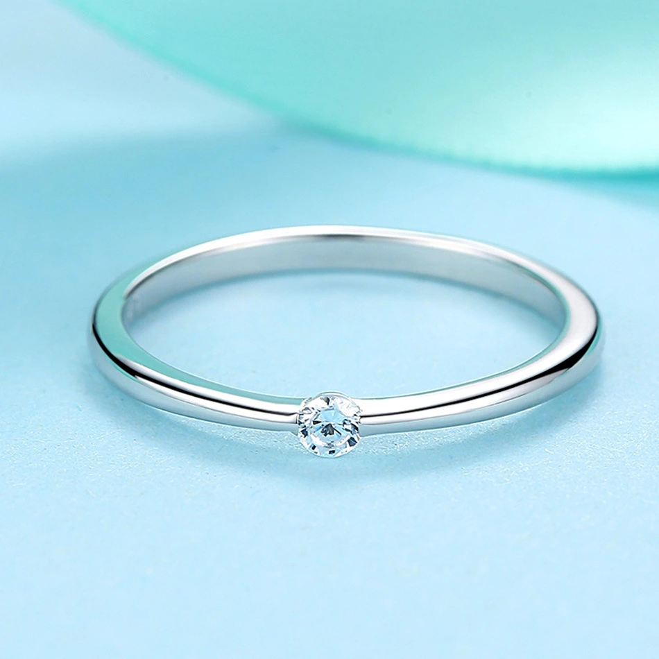 Fashion Simple Single Diamond S925 Silver Ring