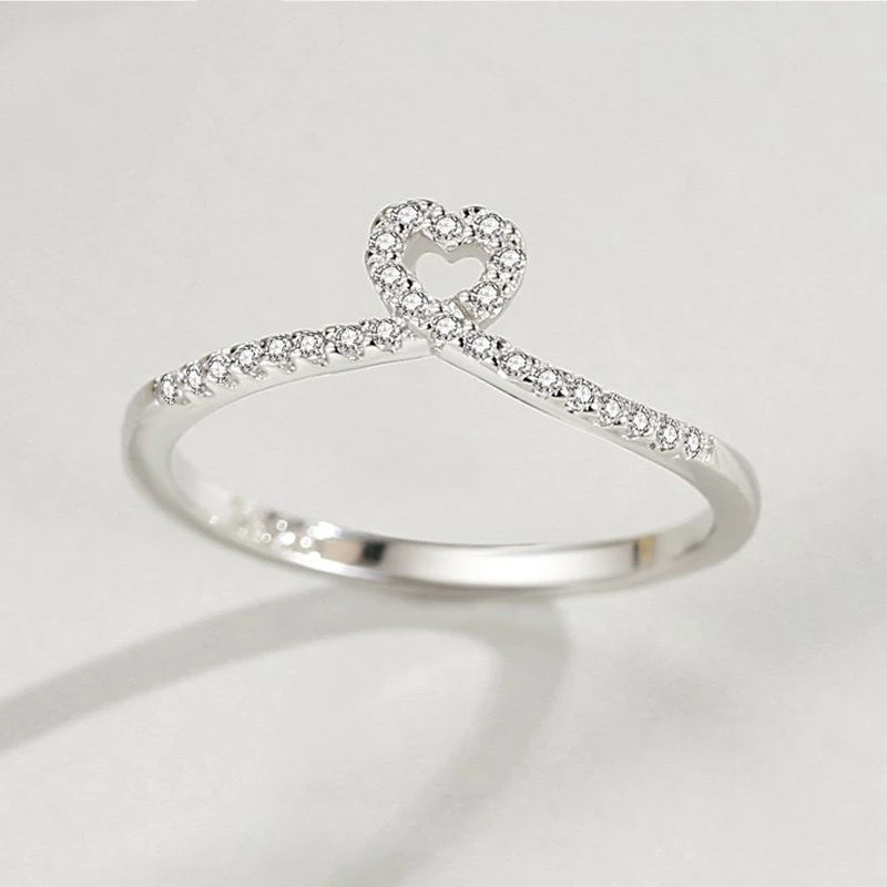 925 Sterling Silver Ring Female Love Micro Diamond Index Finger Ring Ring