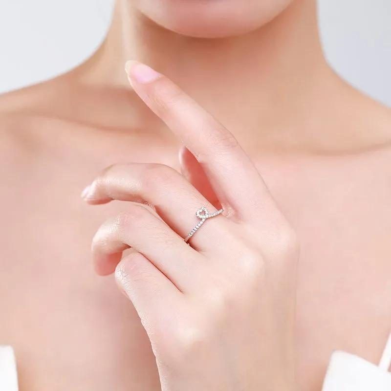 925 Sterling Silver Ring Female Love Micro Diamond Index Finger Ring Ring