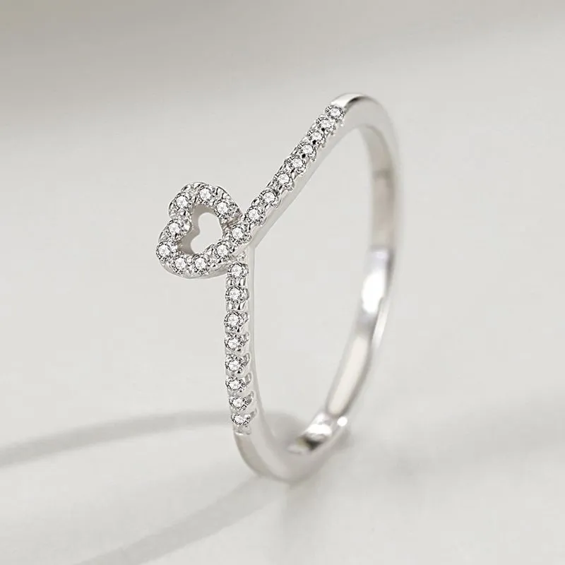 925 Sterling Silver Ring Female Love Micro Diamond Index Finger Ring Ring
