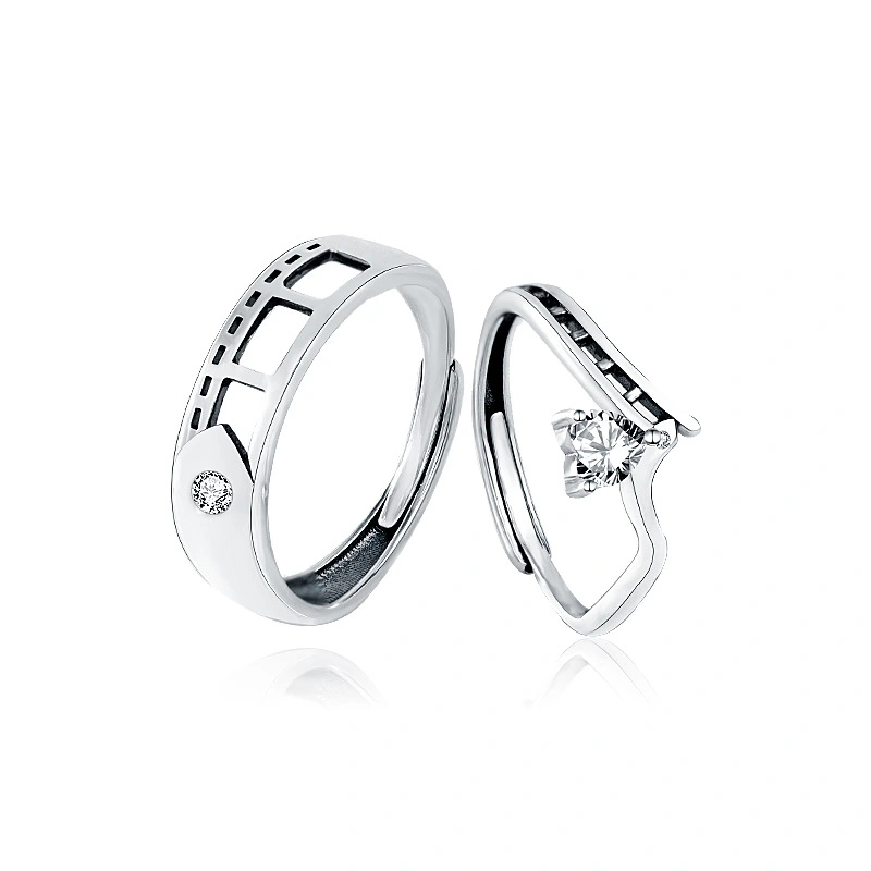 Film S925 Sterling Silver Couple Ring