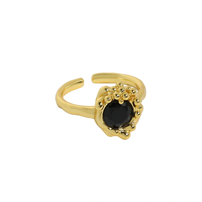 Niche Design Wild Lava Bud Zircon Texture Ring