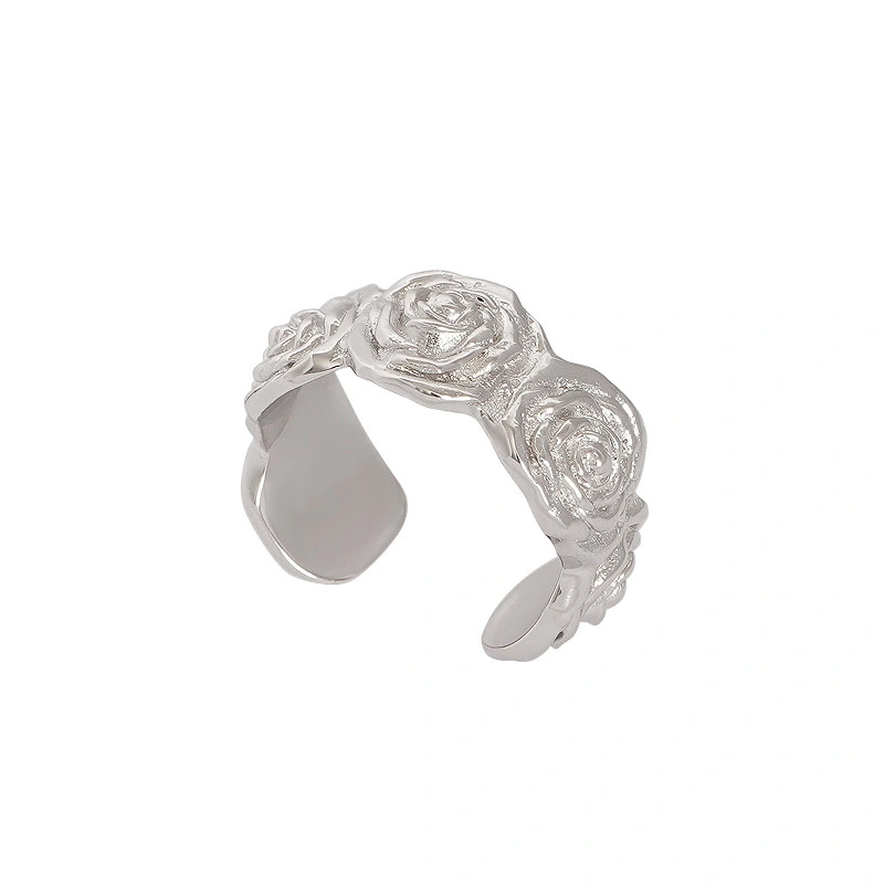 Frosty Wind  Ring Female Niche Design Rose Flower Ring