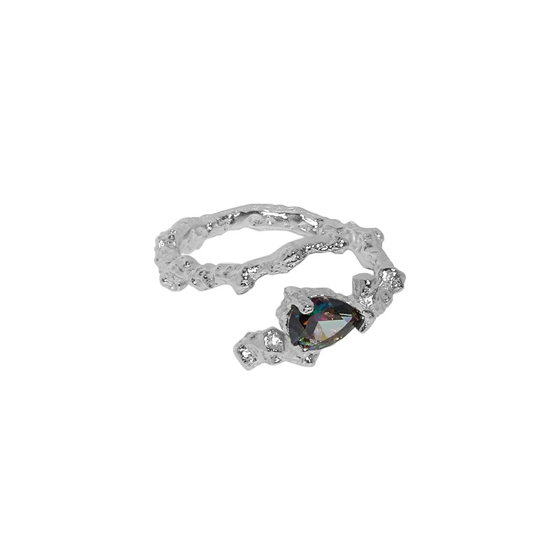 Micro-inlaid Zircon Lava Texture Wrong Edge Texture Ring