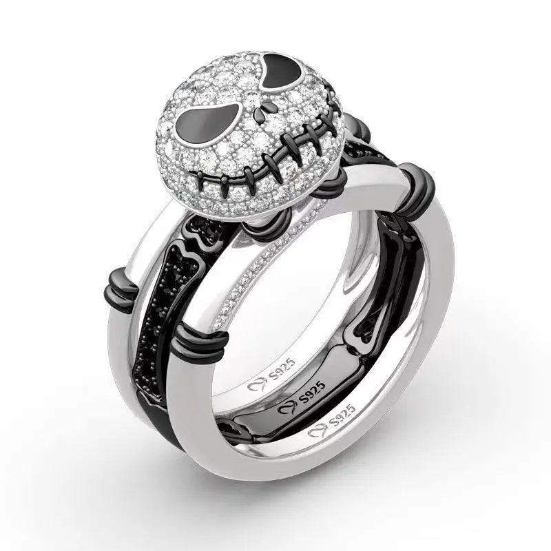 Two-color Skull Diamond Ring For Male And Female Couples