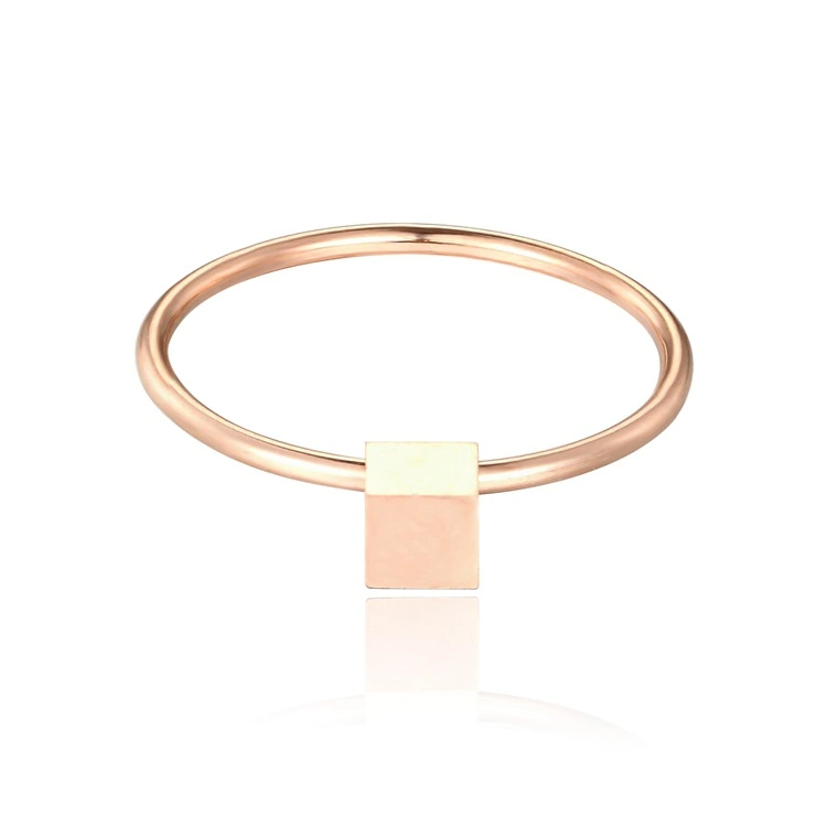 Rose Gold Stainless Steel Ring Square Japanese And Korean Simple Ring