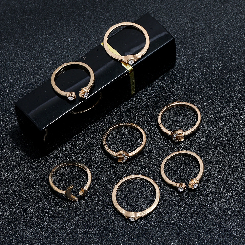 Star Moon Zircon Ring Set