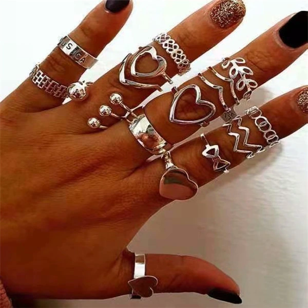 Metal Love Ring Set Bracelet Set