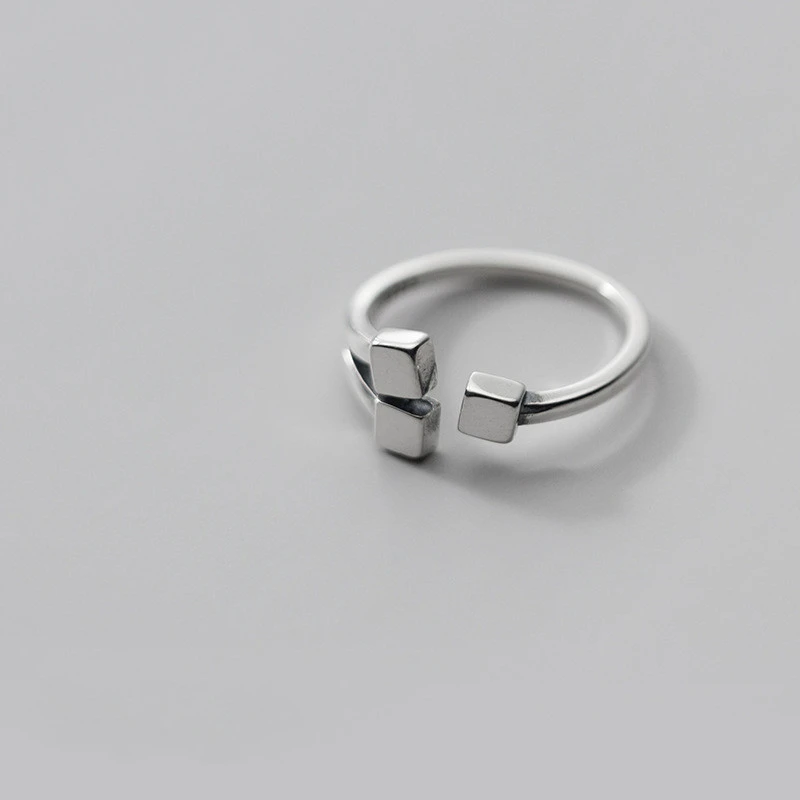 Simple And Small Square Ring In Silver