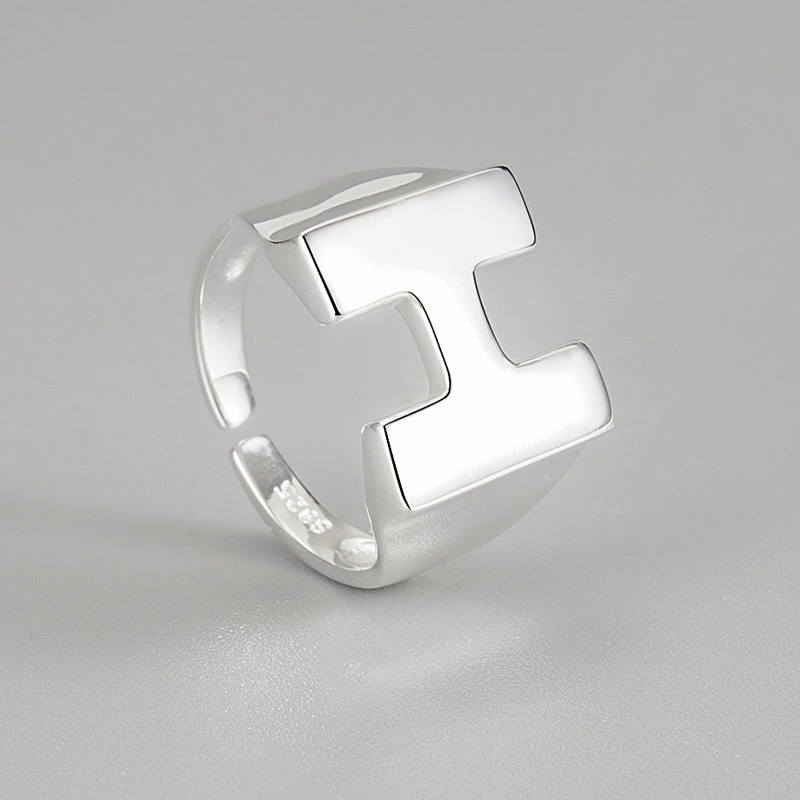 S925 Sterling Silver H Letter Ring Cold Wind