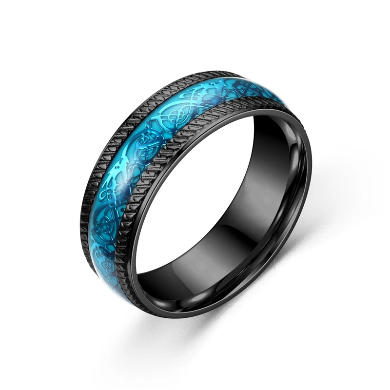 New Style Stainless Steel Dragon Ring 8mm Men's Ring