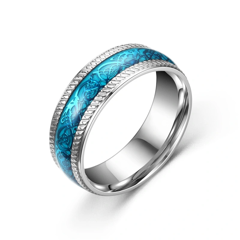 New Style Stainless Steel Dragon Ring 8mm Men's Ring