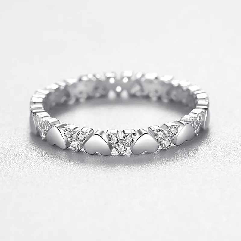 Simple Heart-shaped Row Ring Micro Diamond Ins Ring