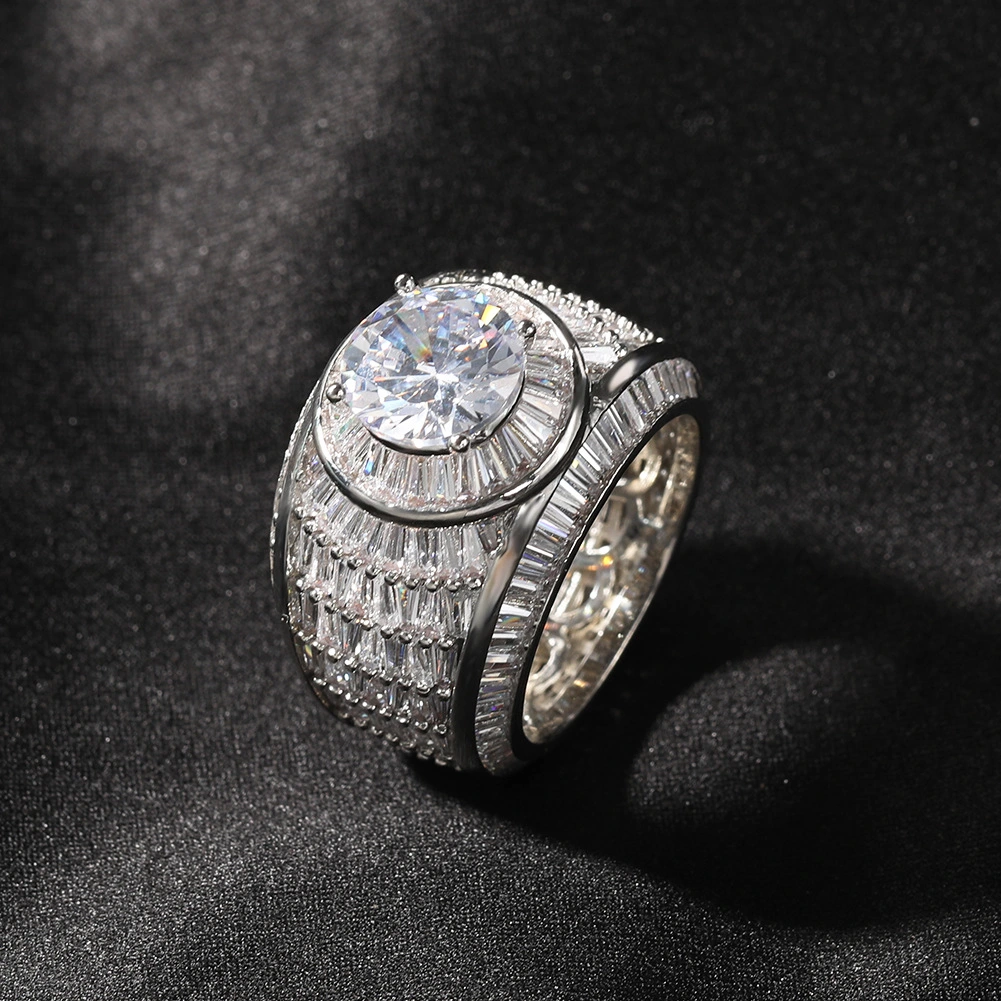 Copper Inlaid Zircon Men's Ring With Diamonds For Couples Rings