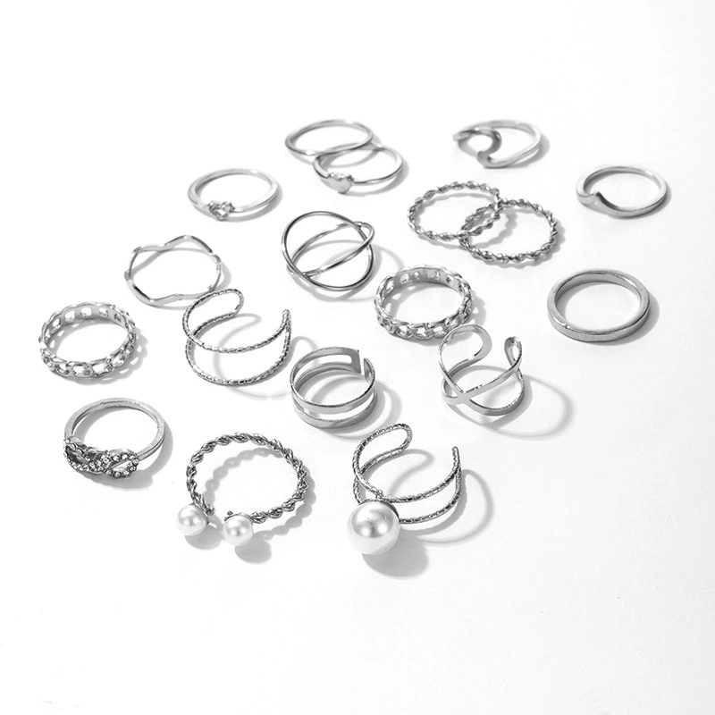 Jewelry Simple Fashion Pearl Love Ring Joint Ring