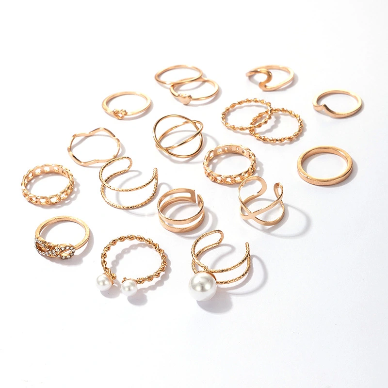 Jewelry Simple Fashion Pearl Love Ring Joint Ring