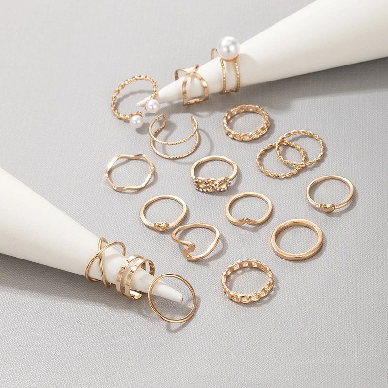 Jewelry Simple Fashion Pearl Love Ring Joint Ring