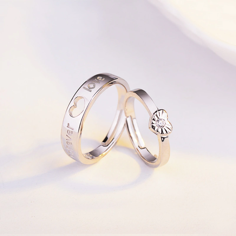 Heart-To-Heart And Lively Letter Couple Ring