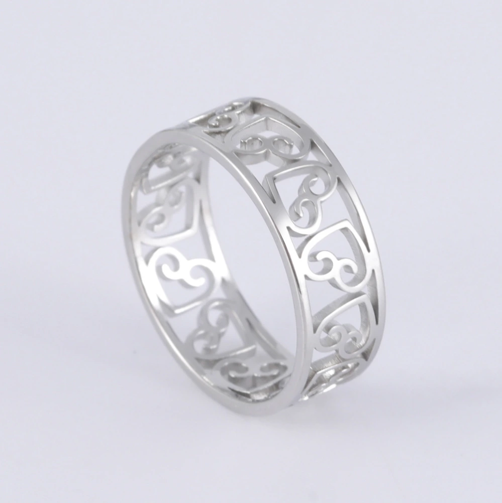 Love Hollow Butterfly Solid Round Titanium Steel Small Daisy Simple Hollow Ring