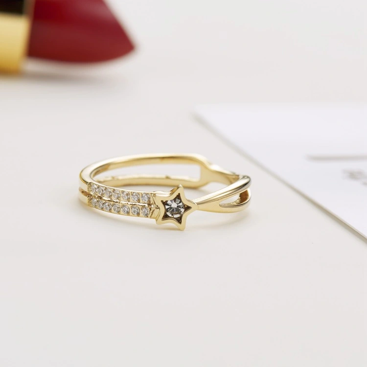 Five-pointed Star Diamond Ring Fashion Stainless Steel