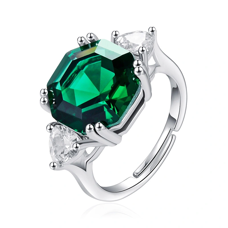 Korean Version Of European And American Fashion Simulation Green Diamond Ring