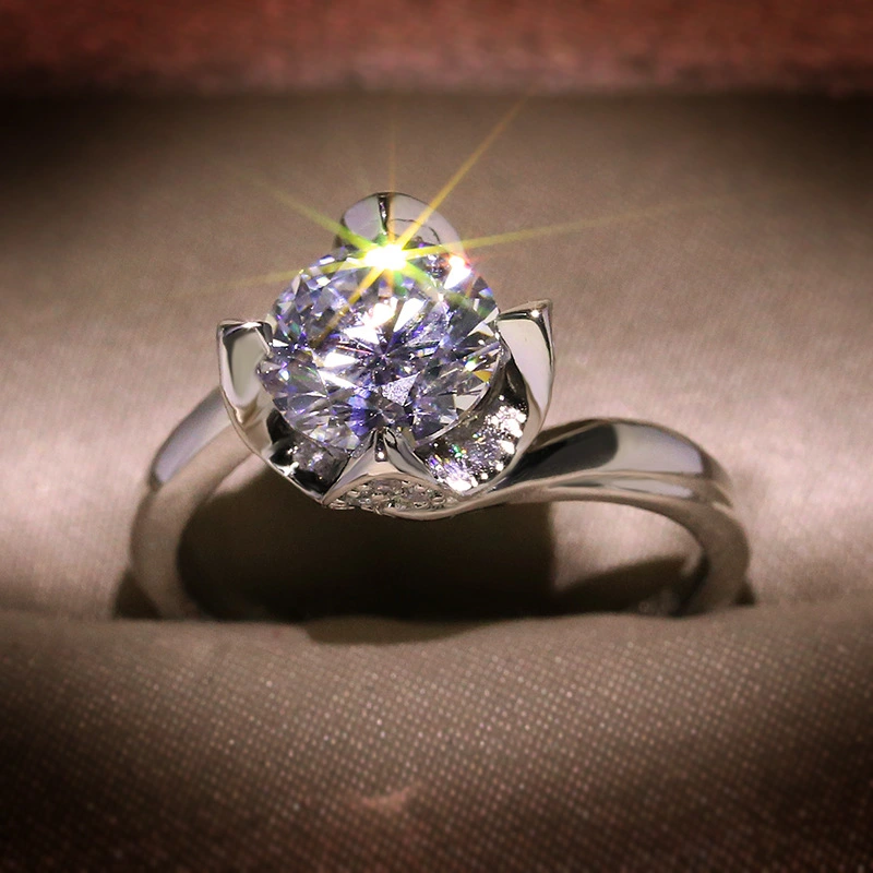 Imitation Moissanite Ring High-end Plated 18K Women's Wedding Ring