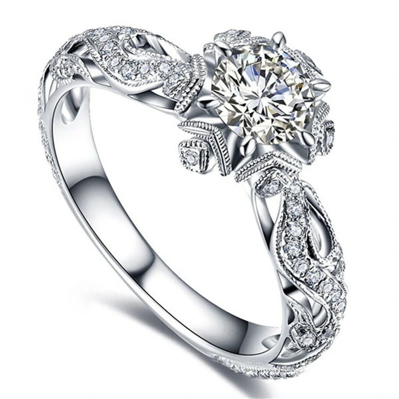 Hollow Flower Star And Snowflake Diamond Ring