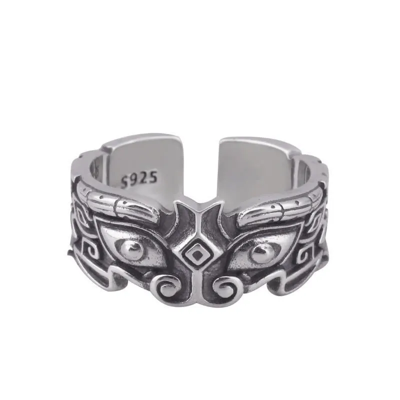 Men's Animal Face Vintage Ring In Sterling Silver