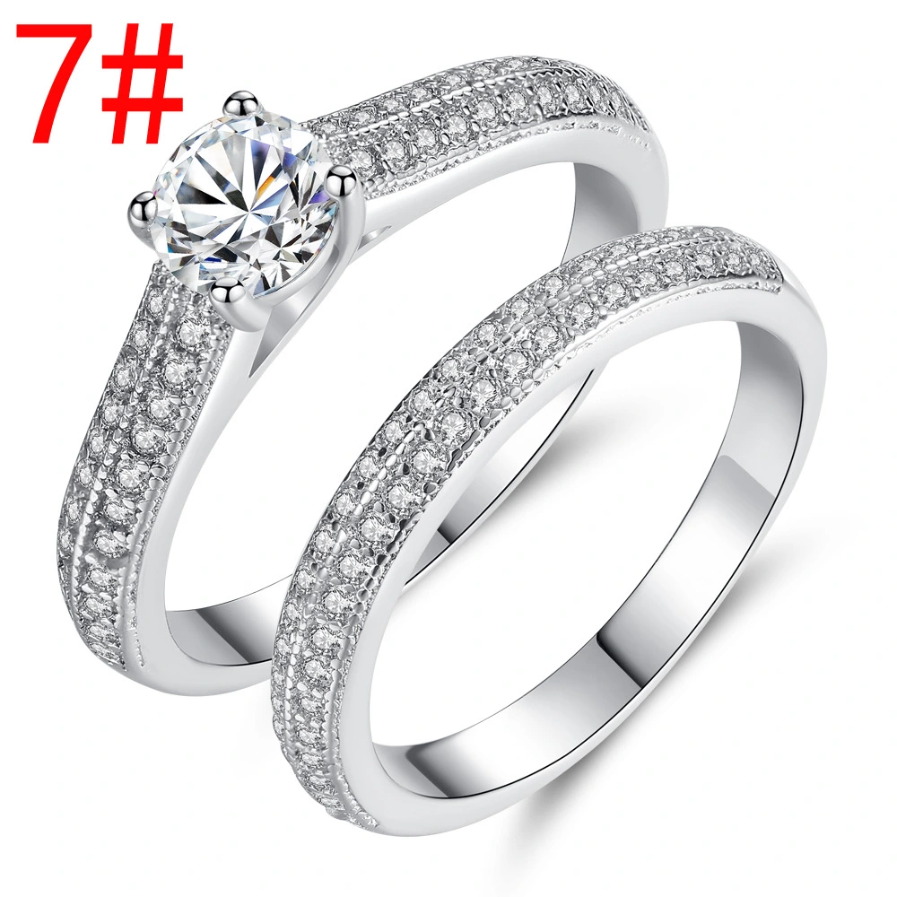 Four Prong Micro-inlaid Zircon Couple Ring