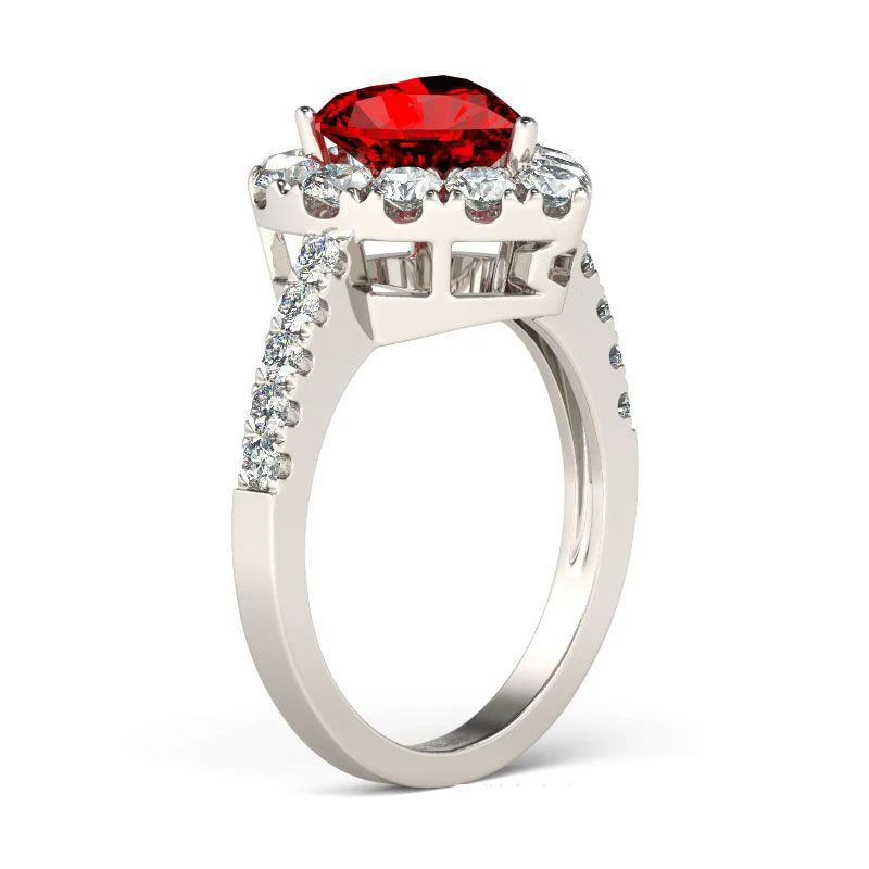 Ring Female Red Hearts And Arrows Zircon Ring