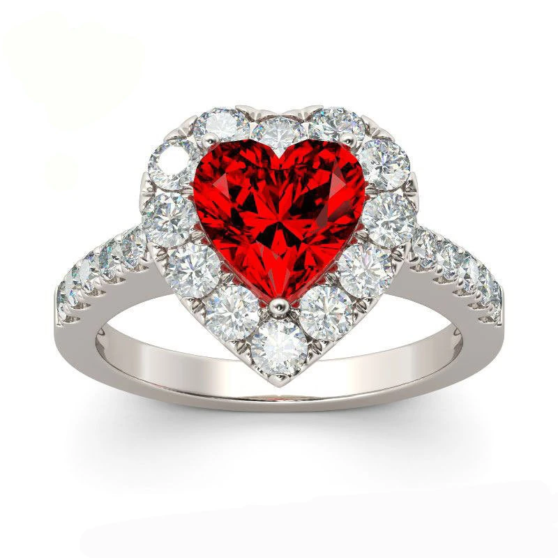 Ring Female Red Hearts And Arrows Zircon Ring
