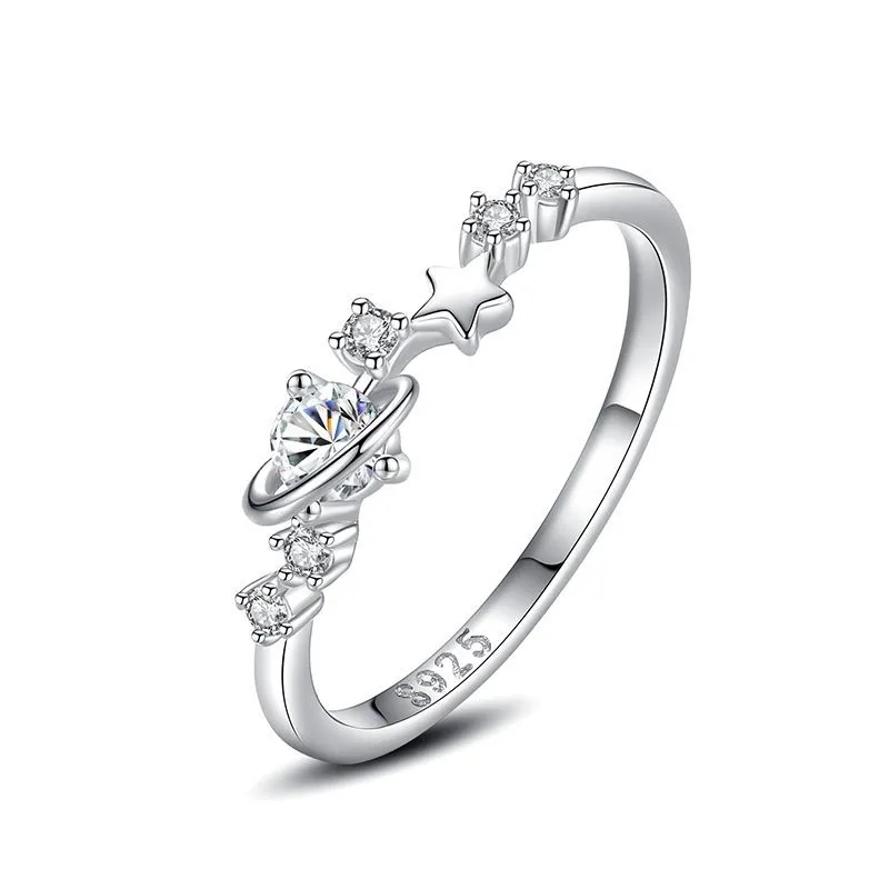Star Earth Micro Inlaid  Index Finger Ring Niche Design Ins Ring